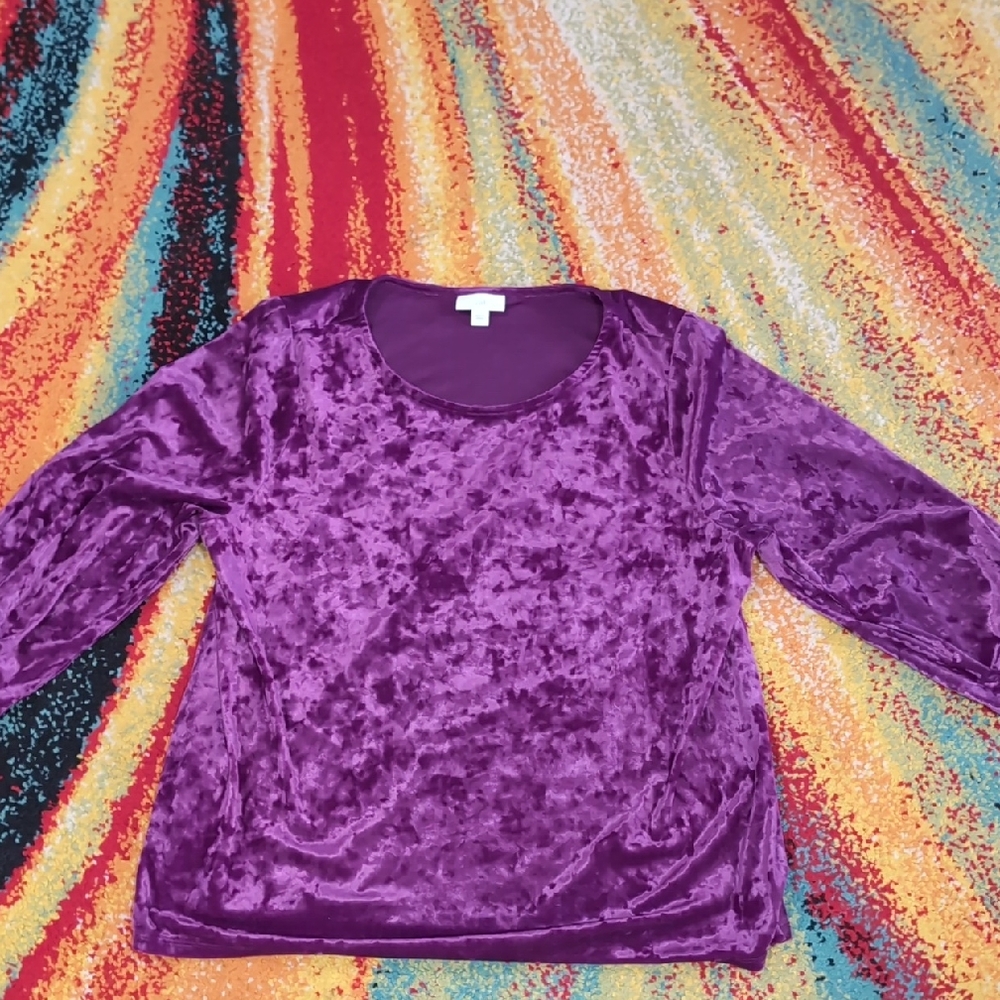 J. Jill Rich Purple Velvet Blouse - Picture 3 of 5